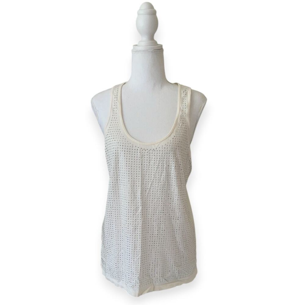 Jennifer Lopez beige sleeveless tank w/silver sequins - Size M